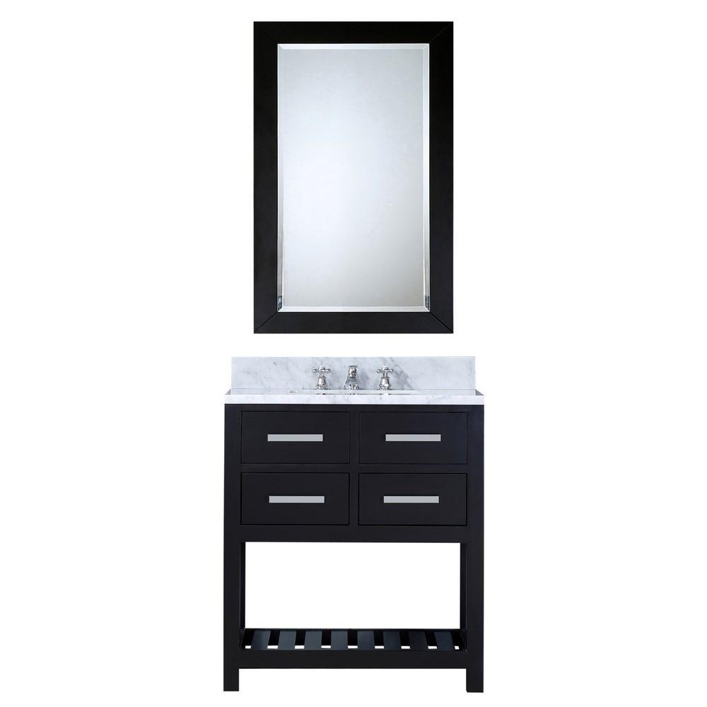 Madalyn 30" Espresso Single Sink Bathroom Vanity With Matching Framed Mirror Vanity Water Creation 