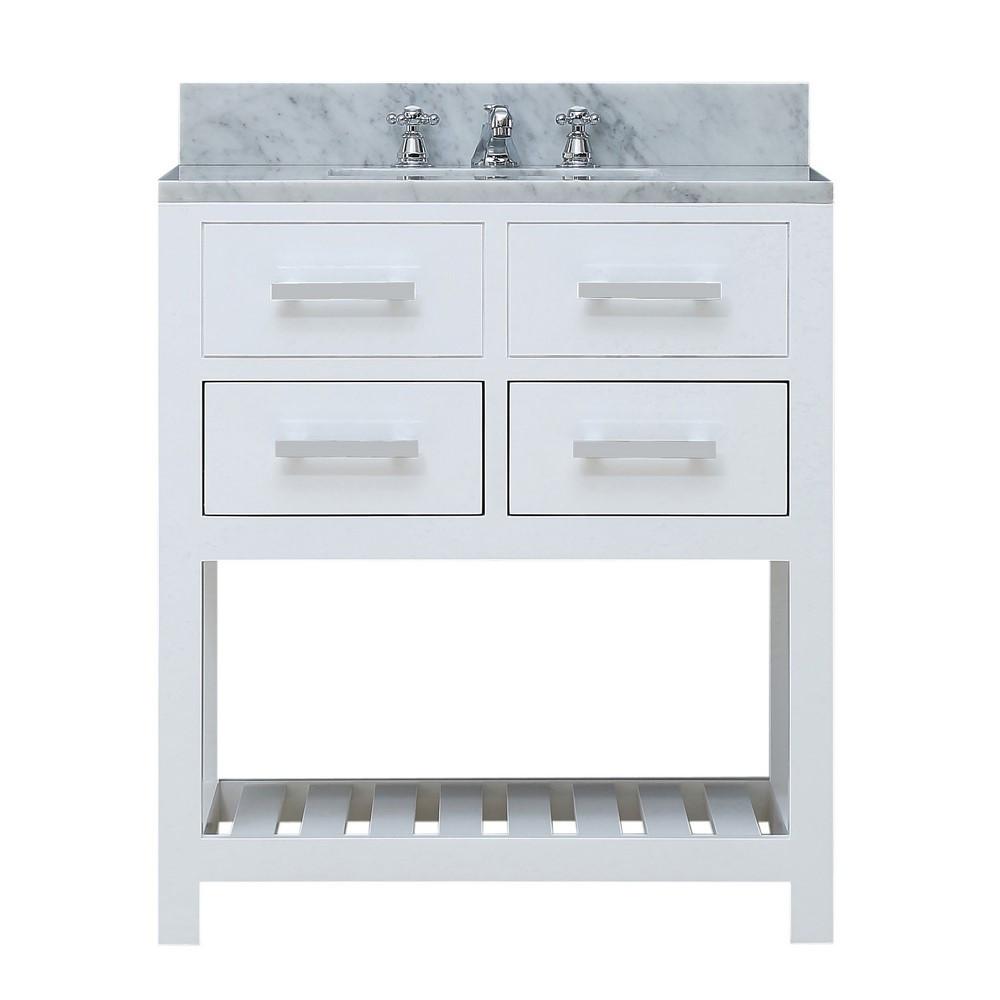 Madalyn 30" Solid White Single Sink Bathroom Vanity And Faucet Vanity Water Creation 