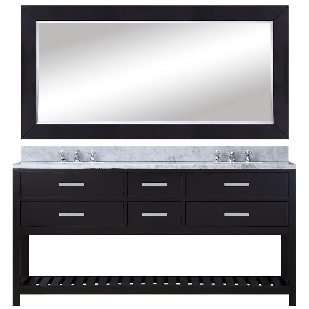 Madalyn 60" Espresso Double Sink Bathroom Vanity With Matching Framed Mirror Vanity Water Creation 