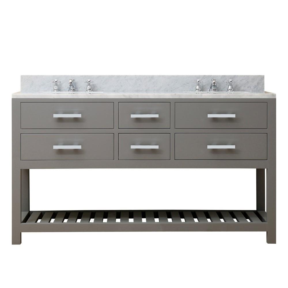 Madalyn 60" Cashmere Grey Double Sink Bathroom Vanity And Faucet Vanity Water Creation 