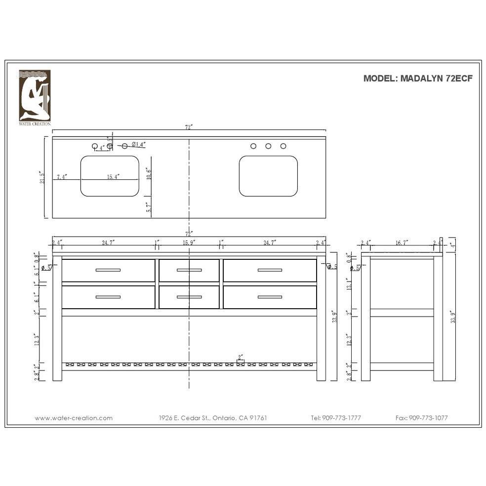 Madalyn 72" Espresso Double Sink Vanity With Matching Framed Mirrors And Faucets Vanity Water Creation 
