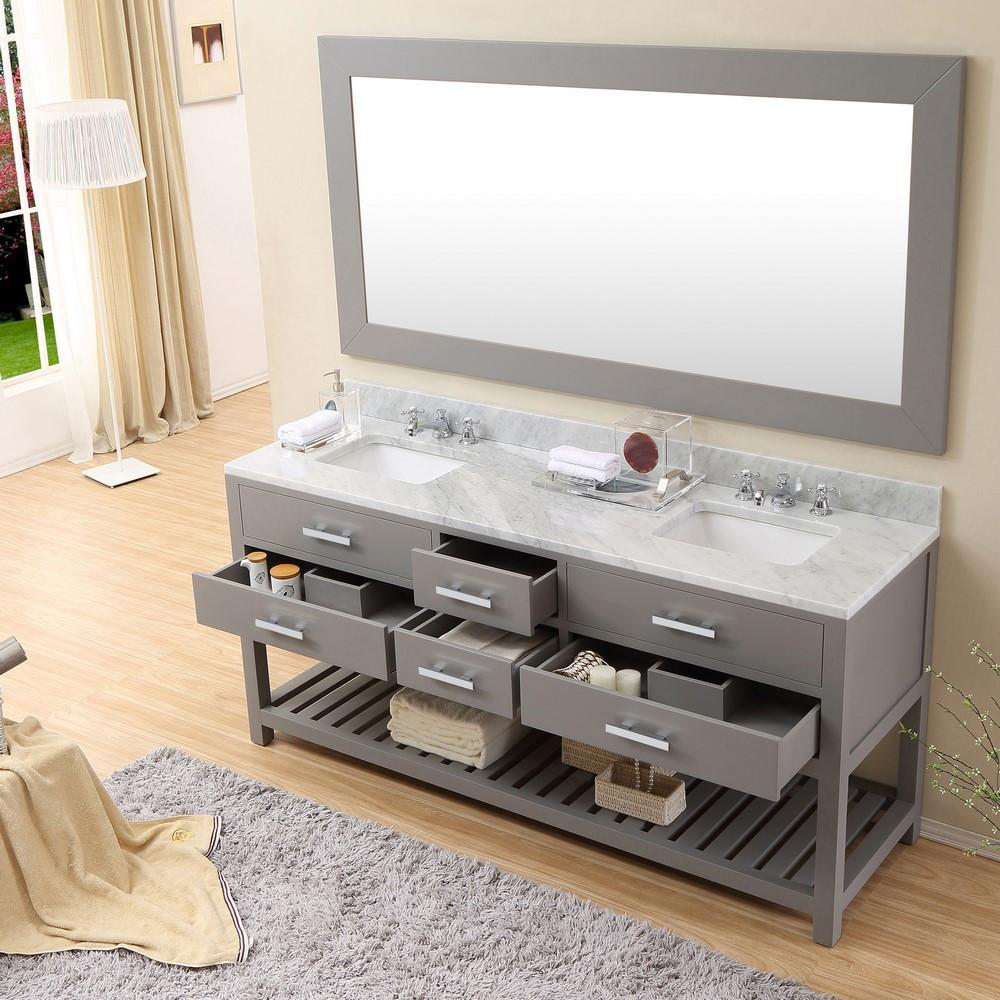 Madalyn 72" Cashmere Grey Double Sink Bathroom Vanity And Faucet Vanity Water Creation 