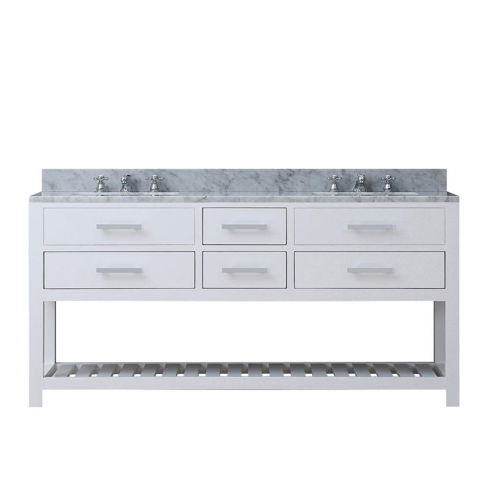 Madalyn 72" Solid White Double Sink Bathroom Vanity And Faucet Vanity Water Creation 