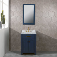 Thumbnail for Madison 24-Inch Single Sink Carrara White Marble Vanity In Monarch Blue Vanity Water Creation 