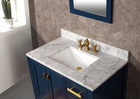 Thumbnail for Madison 36-Inch Single Sink Carrara White Marble Vanity In Monarch Blue With Matching Mirror and F2-0013-06-FX Lavatory Faucet Vanity Water Creation 