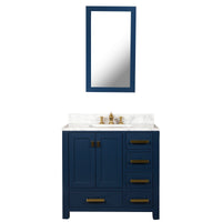 Thumbnail for Madison 36-Inch Single Sink Carrara White Marble Vanity In Monarch Blue With Matching Mirror and F2-0013-06-FX Lavatory Faucet Vanity Water Creation 