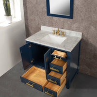 Thumbnail for Madison 36-Inch Single Sink Carrara White Marble Vanity In Monarch Blue With Matching Mirror and F2-0012-06-TL Lavatory Faucet Vanity Water Creation 