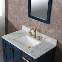 Thumbnail for Madison 36-Inch Single Sink Carrara White Marble Vanity In Monarch Blue With F2-0012-06-TL Lavatory Faucet Vanity Water Creation 