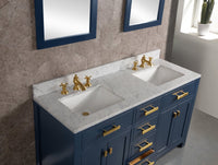Thumbnail for Madison 60-Inch Double Sink Carrara White Marble Vanity In Monarch BlueWith Matching Mirror(s) and F2-0013-06-FX Lavatory Faucet(s) Vanity Water Creation 