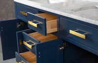 Thumbnail for Madison 60-Inch Double Sink Carrara White Marble Vanity In Monarch BlueWith Matching Mirror(s) and F2-0013-06-FX Lavatory Faucet(s) Vanity Water Creation 