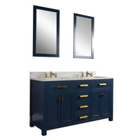 Thumbnail for Madison 60-Inch Double Sink Carrara White Marble Vanity In Monarch BlueWith F2-0013-06-FX Lavatory Faucet(s) Vanity Water Creation 