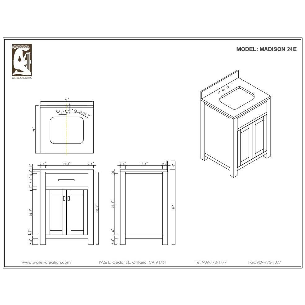 Madison 24" Espresso Single Sink Bathroom Vanity Only Vanity Water Creation 