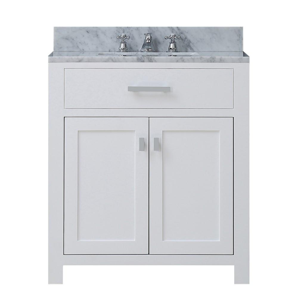 Madison 30" Solid White Single Sink Bathroom Vanity And Faucet Vanity Water Creation 