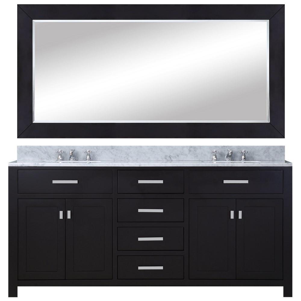 Madison 60" Espresso Double Sink Bathroom Vanity With Framed Mirror And Faucet Vanity Water Creation 