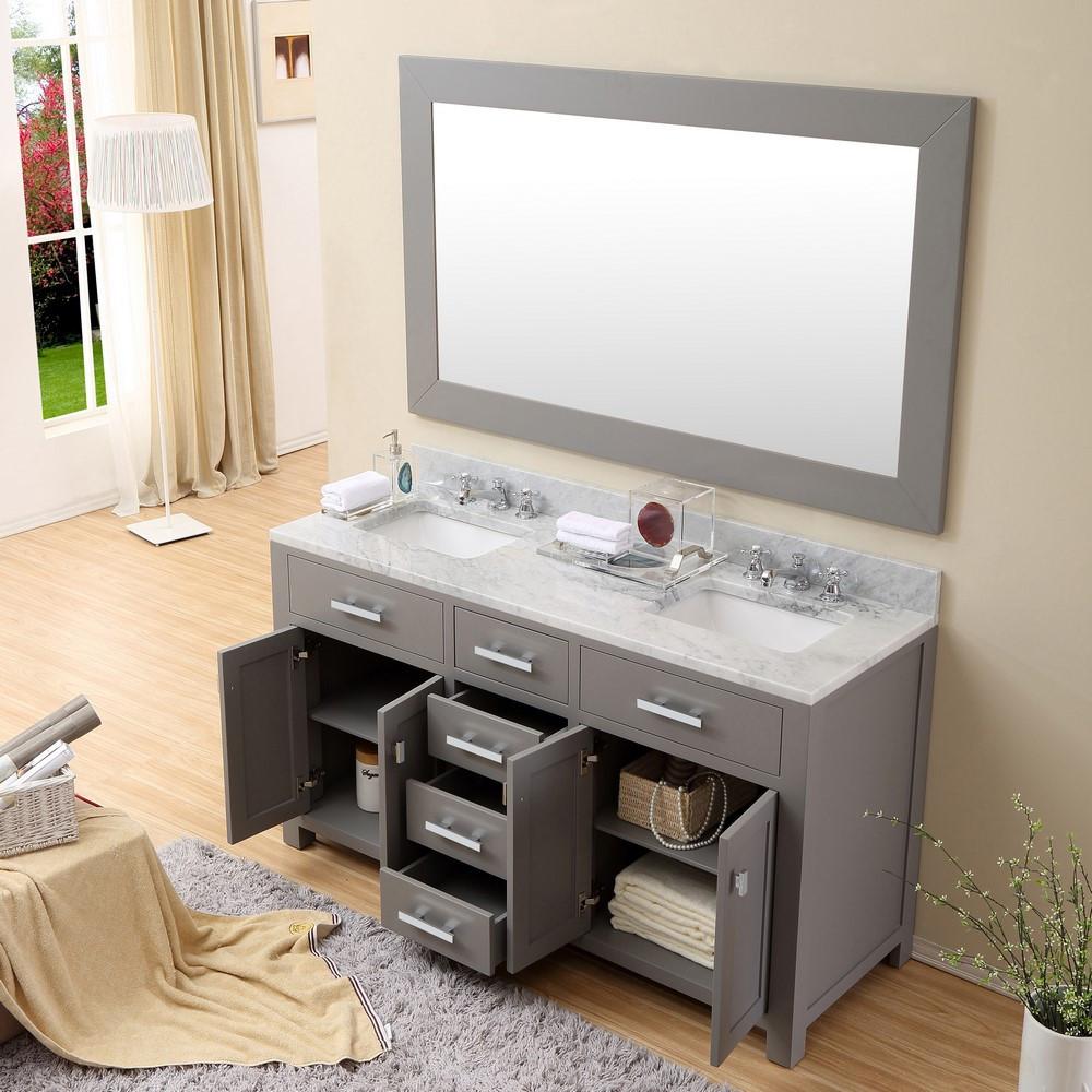 Madison 60" Cashmere Grey Double Sink Bathroom Vanity Only Vanity Water Creation 