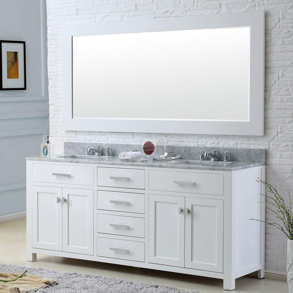 Madison 60" Solid White Double Sink Bathroom Vanity Only Vanity Water Creation 