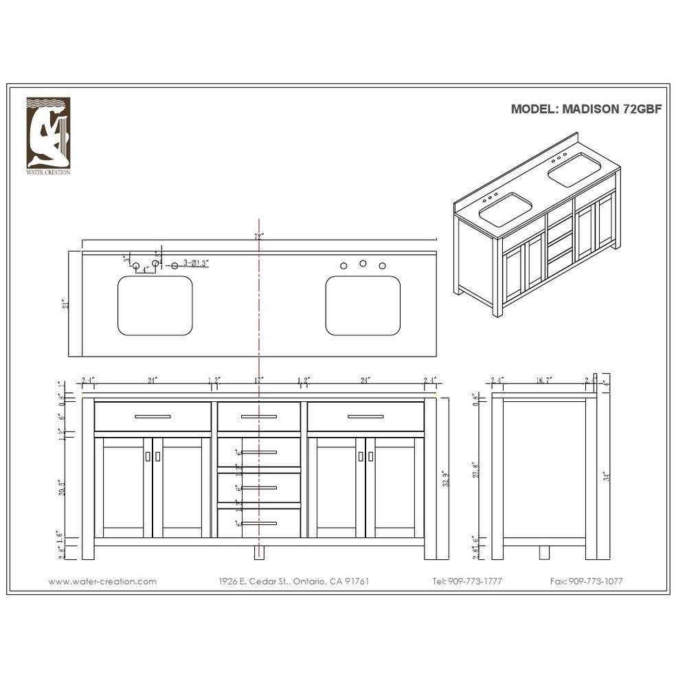 Madison 72" Cashmere Grey Double Sink Vanity With Framed Mirror And Faucet Vanity Water Creation 