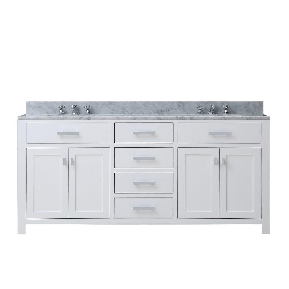 Madison 72" Solid White Double Sink Bathroom Vanity Only Vanity Water Creation 