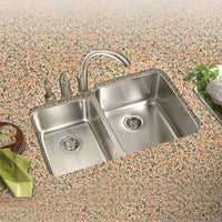 Thumbnail for Houzer Medallion Classic Series Undermount Stainless Steel 60/40 Double Bowl Kitchen Sink, Small Bowl Left Kitchen Sink - Undermount Houzer 