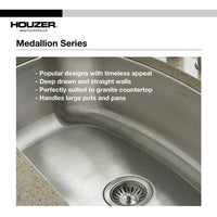 Thumbnail for Houzer Medallion Classic Series Undermount Stainless Steel 60/40 Double Bowl Kitchen Sink, Small Bowl Left Kitchen Sink - Undermount Houzer 