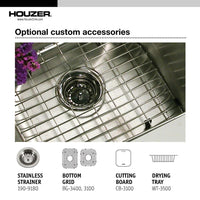 Thumbnail for Houzer Medallion Classic Series Undermount Stainless Steel 60/40 Double Bowl Kitchen Sink, Small Bowl Left Kitchen Sink - Undermount Houzer 