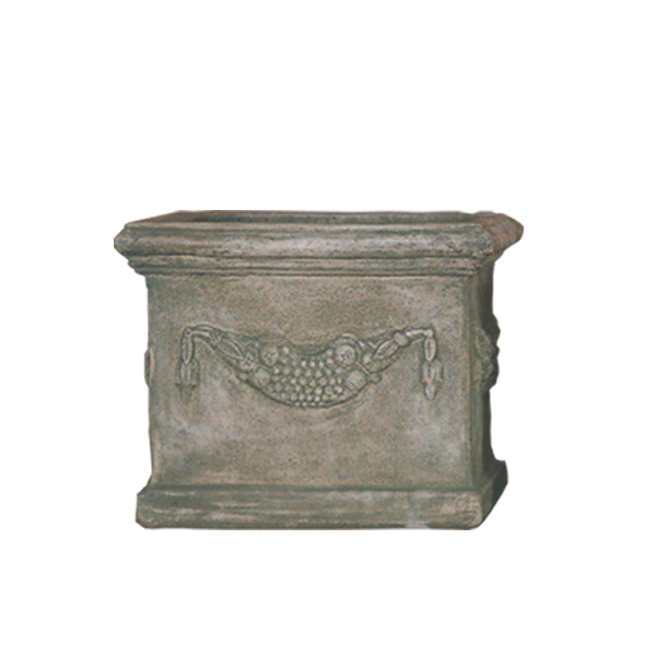 Square Garland Pot Cast Stone Outdoor Planter Tuscan Natural (N) Medium 