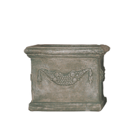 Thumbnail for Square Garland Pot Cast Stone Outdoor Planter Tuscan Natural (N) Medium 