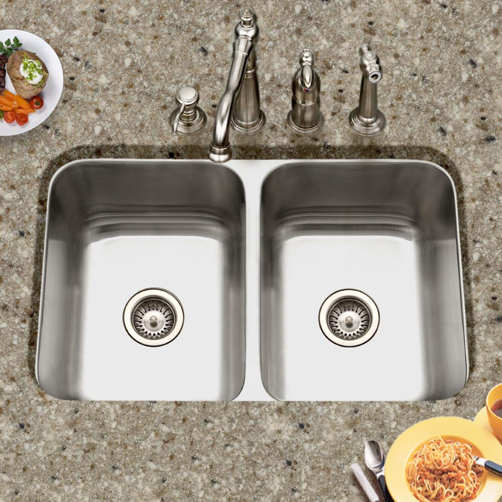 Houzer Medallion Gourmet Series Undermount Stainless Steel 50/50 Double Bowl Kitchen Sink Kitchen Sink - Undermount Houzer 