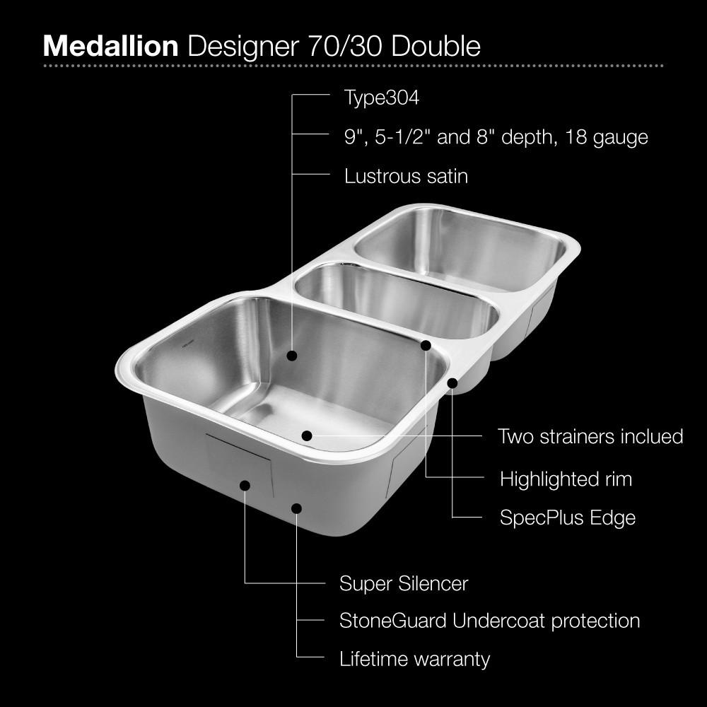 Houzer Medallion Gourmet Series Undermount Stainless Steel Triple Bowl Kitchen Sink Kitchen Sink - Undermount Houzer 
