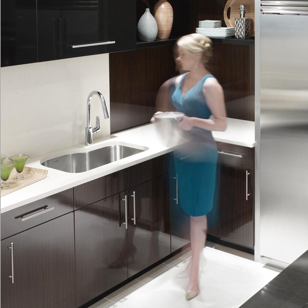 Houzer Medallion Gourmet Series Undermount Stainless Steel Offset Single Bowl Kitchen Sink Kitchen Sink - Undermount Houzer 