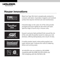 Thumbnail for Houzer Medallion Classic Series Undermount Stainless Steel Single Bowl Kitchen Sink Kitchen Sink - Undermount Houzer 