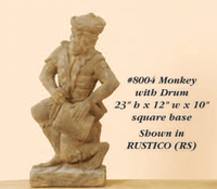 Thumbnail for Monkey With Drum Cast Stone Outdoor Garden Planter Planter Tuscan 
