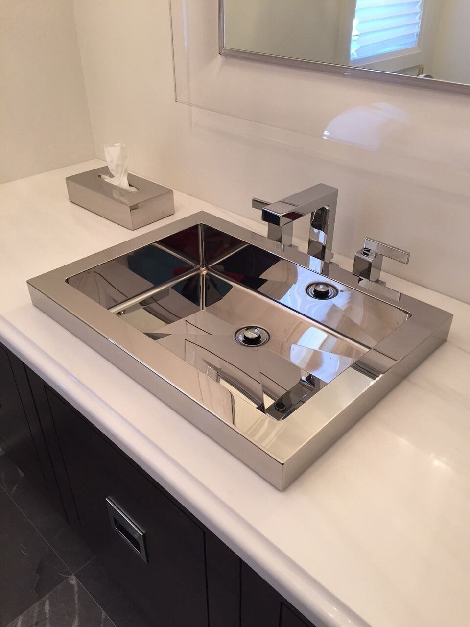 Cantrio Stainless Steel Rectangle Drop in Bathroom Sink MS-023 Steel Series Cantrio 