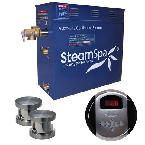 SteamSpa OA1050BN Oasis 10.5 KW QuickStart Acu-Steam Bath Generator Package in Brushed Nickel Steam Generators SteamSpa 