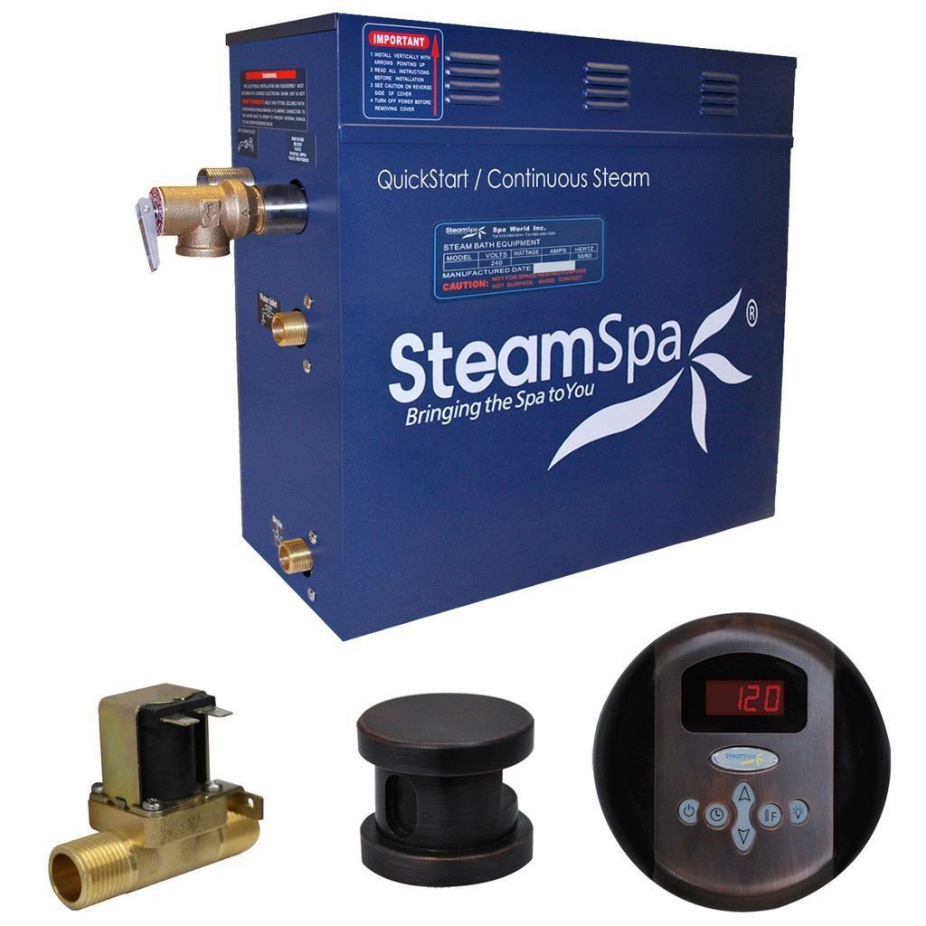 SteamSpa Oasis 7.5 KW QuickStart Acu-Steam Bath Generator Package with Built-in Auto Drain in Oil Rubbed Bronze Steam Generators SteamSpa 