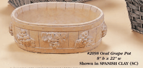 Oval Grape Pot Cast Stone Outdoor Garden Planter Planter Tuscan 