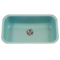 Thumbnail for Houzer MT Porcela Series Porcelain Enamel Steel Undermount Large Single Bowl Kitchen Sink, Mint Kitchen Sink - Undermount Houzer 