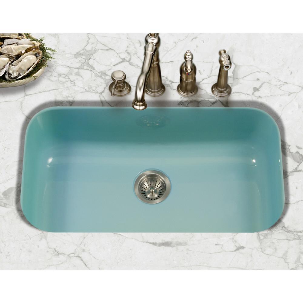 Houzer MT Porcela Series Porcelain Enamel Steel Undermount Large Single Bowl Kitchen Sink, Mint Kitchen Sink - Undermount Houzer 