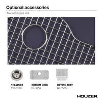 Thumbnail for Houzer MT Porcela Series Porcelain Enamel Steel Undermount Large Single Bowl Kitchen Sink, Mint Kitchen Sink - Undermount Houzer 