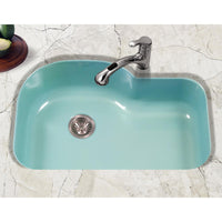 Thumbnail for Houzer MT Porcela Series Porcelain Enamel Steel Undermount Offset Single Bowl Kitchen Sink, Mint Kitchen Sink - Undermount Houzer 