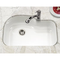 Thumbnail for Houzer WH Porcela Series Porcelain Enamel Steel Undermount Offset Single Bowl Kitchen Sink, White Kitchen Sink - Undermount Houzer 