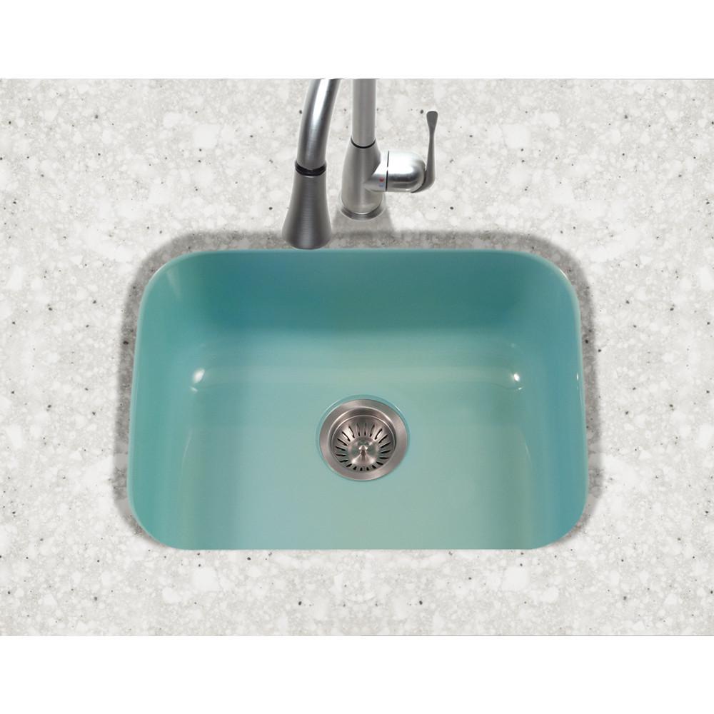 Houzer MT Porcela Series Porcelain Enamel Steel Undermount Single Bowl Kitchen Sink, Mint Kitchen Sink - Undermount Houzer 