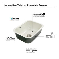 Thumbnail for Houzer NB Porcela Series Porcelain Enamel Steel Undermount Single Bowl Kitchen Sink, Navy Blue Kitchen Sink - Undermount Houzer 
