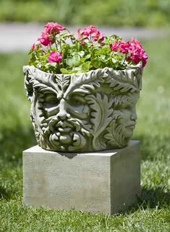 Campania International Cast Stone Textured Sm Low Sq Pedestal Urn/Planter Campania International 
