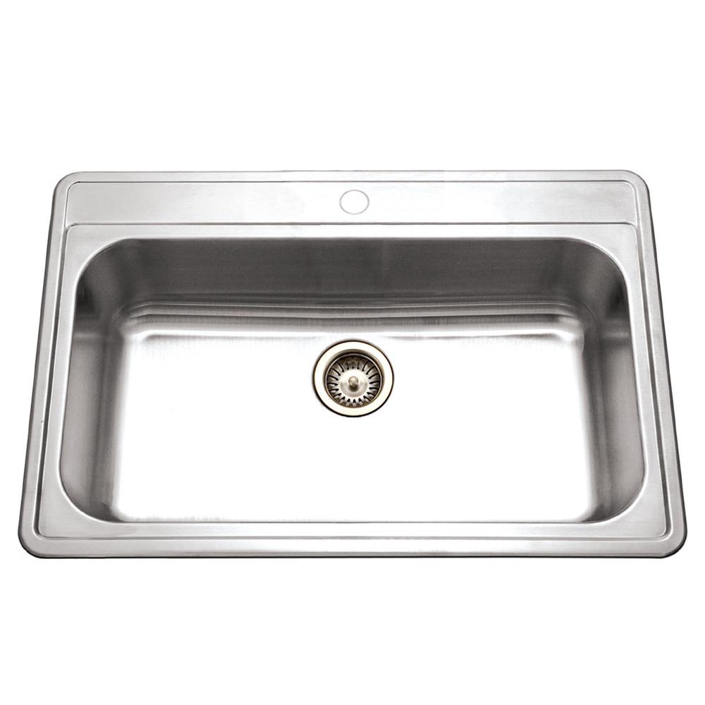 Houzer Premiere Gourmet Series Topmount Stainless Steel 1-Hole Large Single Bowl Kitchen Sink Kitchen Sink - Topmount Houzer 