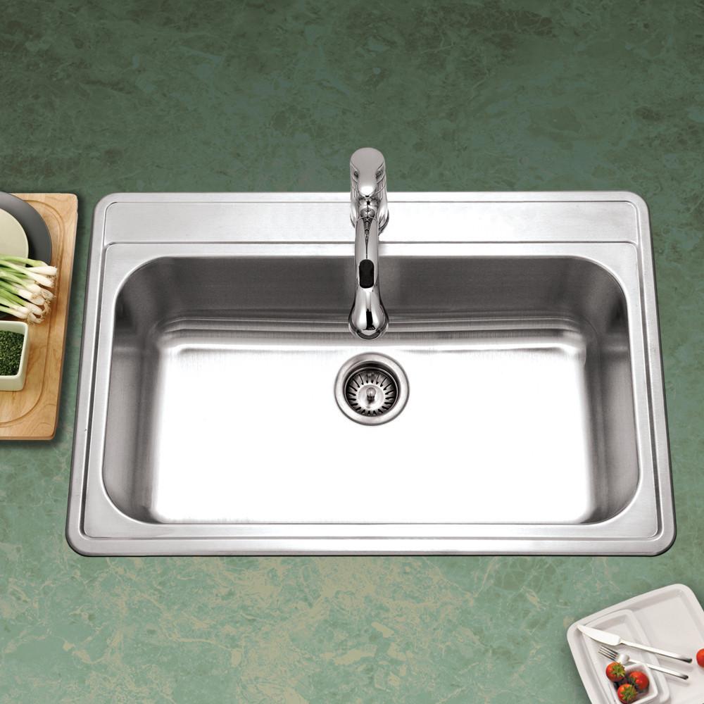 Houzer Premiere Gourmet Series Topmount Stainless Steel 1-Hole Large Single Bowl Kitchen Sink Kitchen Sink - Topmount Houzer 
