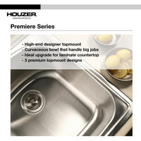 Thumbnail for Houzer Premiere Gourmet Series Topmount Stainless Steel 1-Hole Large Single Bowl Kitchen Sink Kitchen Sink - Topmount Houzer 