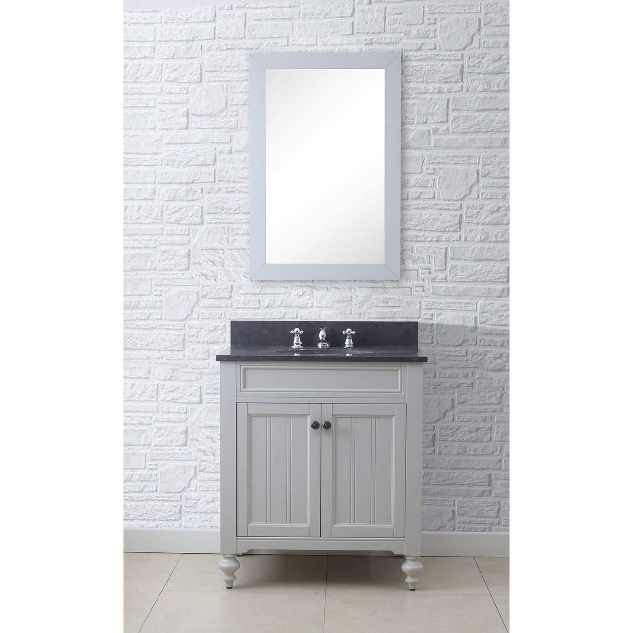 POTENZA 30" Earl Grey Single Sink Bathroom Vanity With Framed Mirror And Faucet Vanity Water Creation 