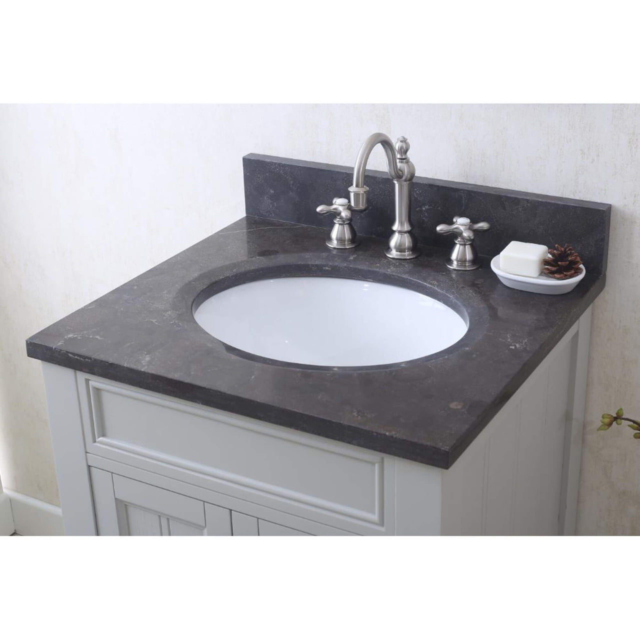 POTENZA 30" Earl Grey Single Sink Bathroom Vanity With Framed Mirror And Faucet Vanity Water Creation 