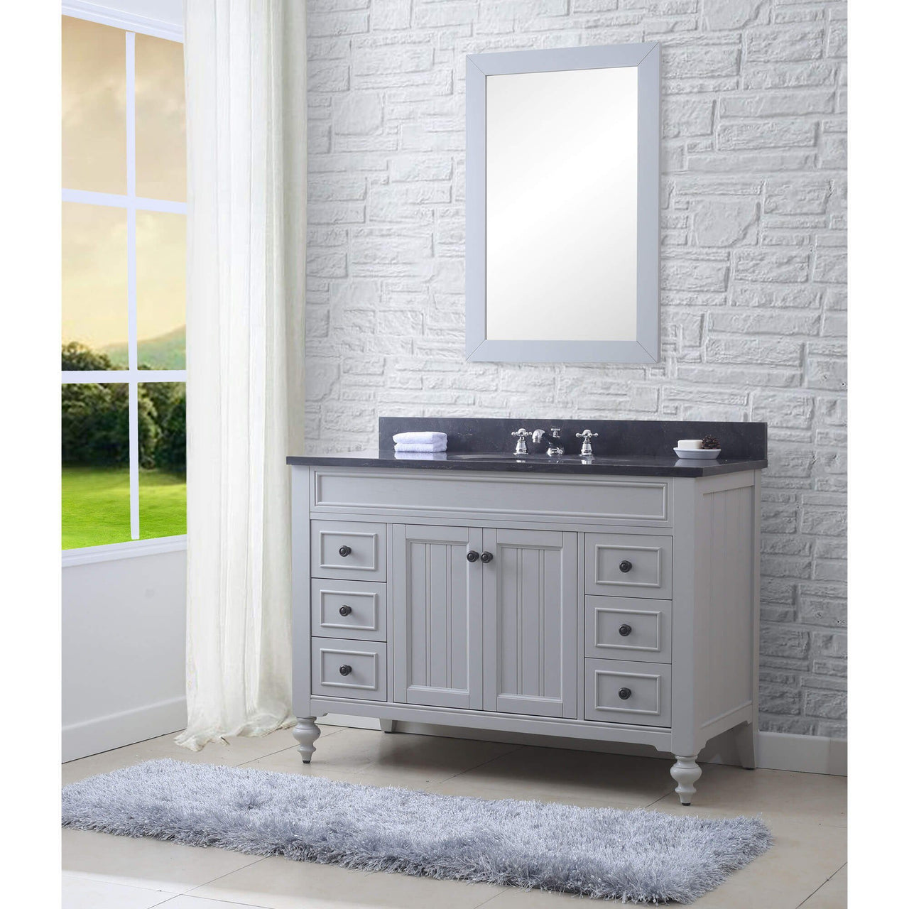 POTENZA 48" Earl Grey Single Sink Bathroom Vanity And Faucets Vanity Water Creation 